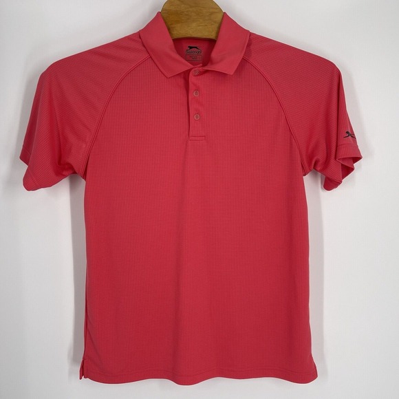 Slazenger Other - Slazenger Mens Golf Polo Shirt Coral Pink Textured Short Sleeve Raglan L